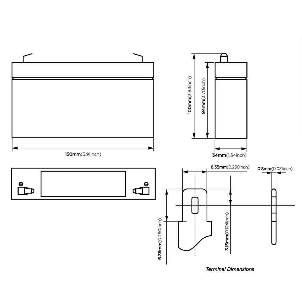 6V 9Ah UPS SLA Batteries Qty of 4 L40860