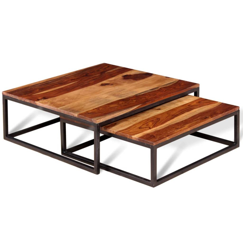 Two Piece Nesting Coffee Table Solid Sheesham Wood Y2232