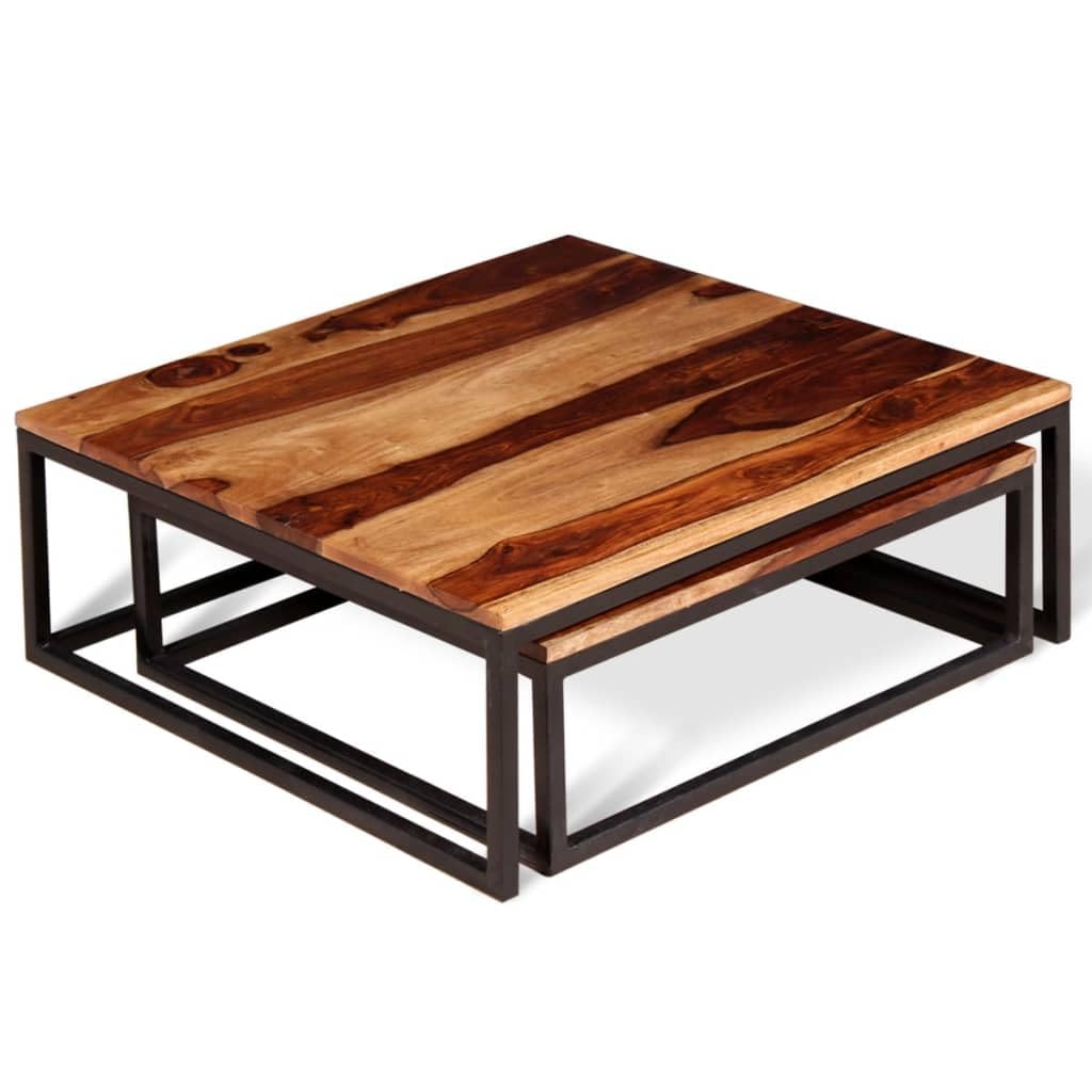 Two Piece Nesting Coffee Table Solid Sheesham Wood Y2232