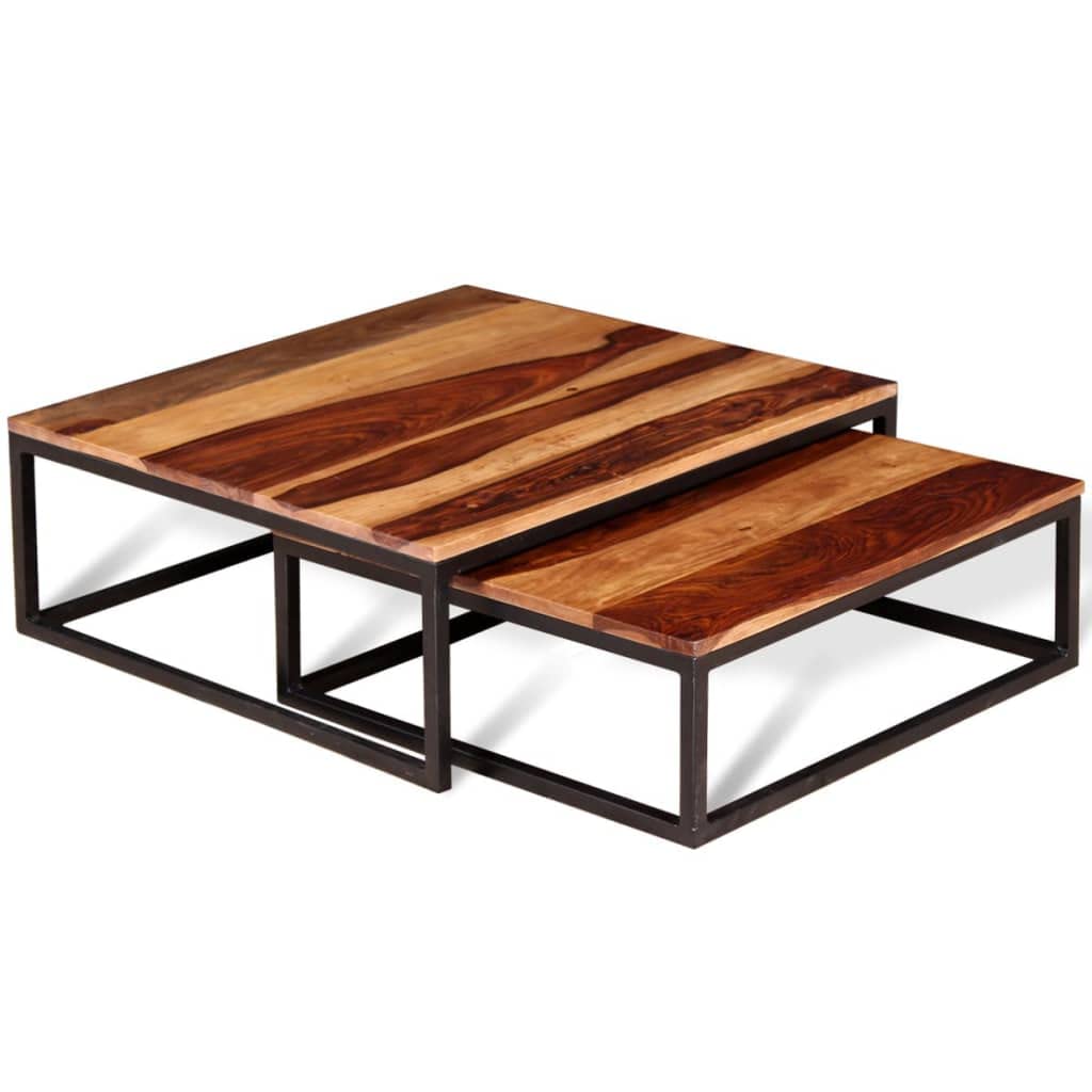 Two Piece Nesting Coffee Table Solid Sheesham Wood Y2232