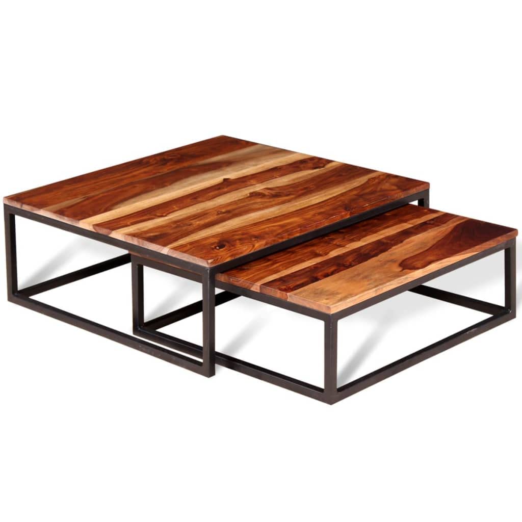 Two Piece Nesting Coffee Table Solid Sheesham Wood Y2232