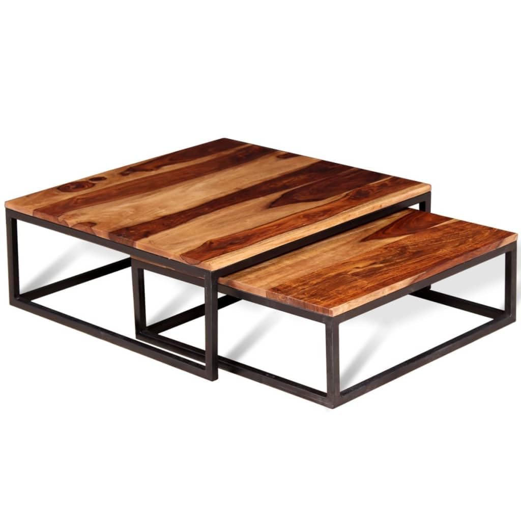 Two Piece Nesting Coffee Table Solid Sheesham Wood Y2232