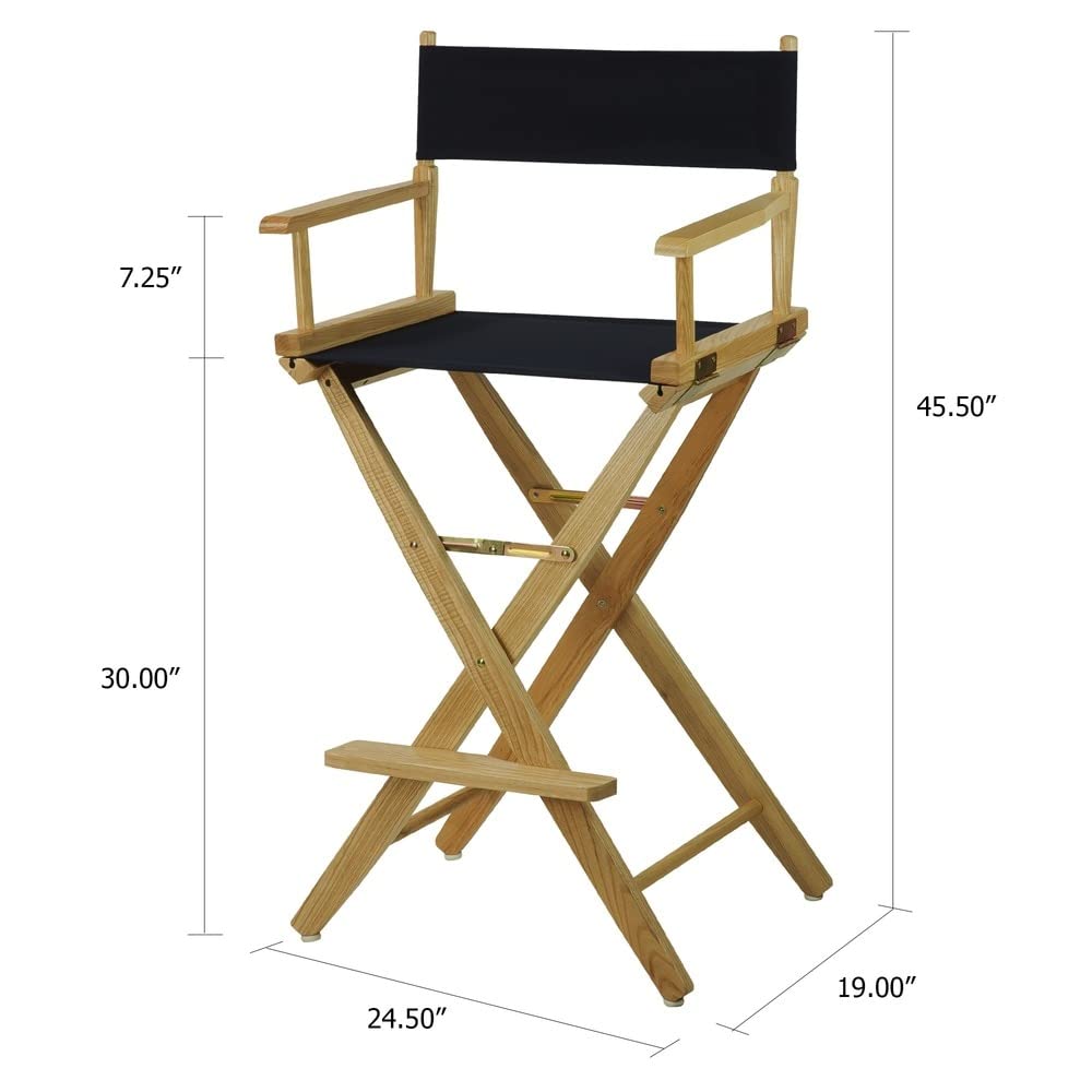 Extra-Wide Bar Height Director's Chair Black Canvas F755388