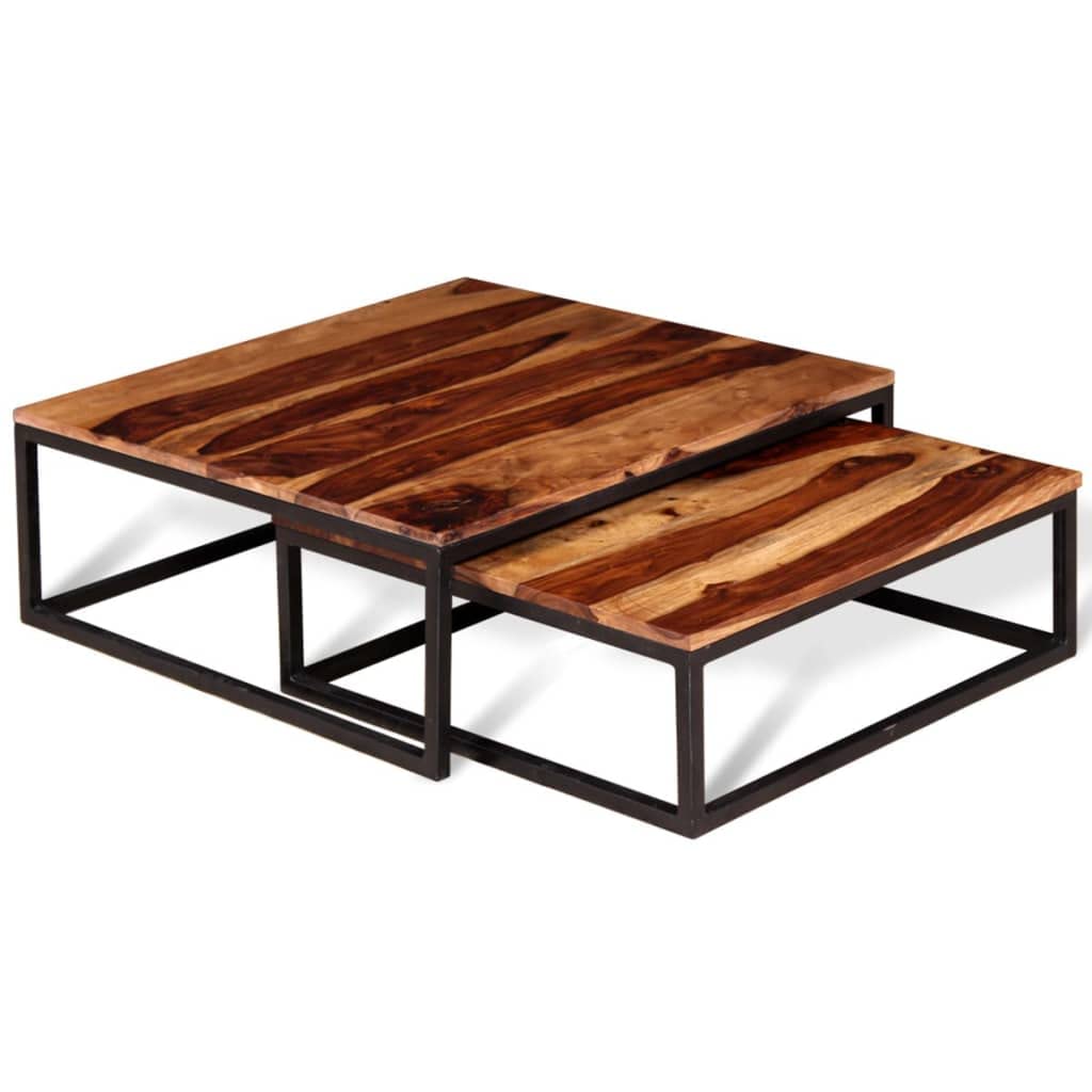 Two Piece Nesting Coffee Table Solid Sheesham Wood Y2232