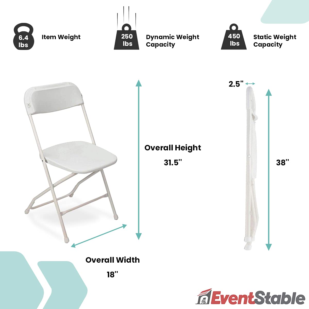 White Stackable Plastic Folding Chair 10-Pack P2744