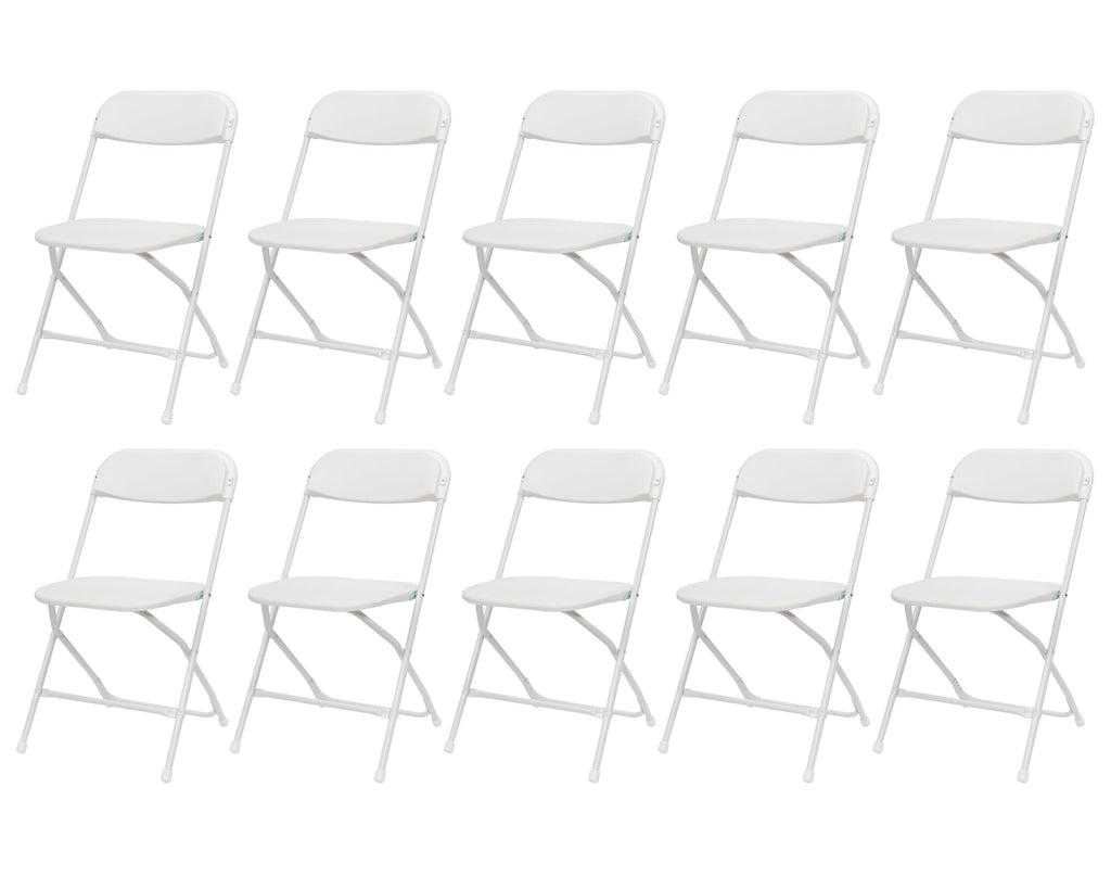 White Plastic Folding Chairs, 10 Pack C2413