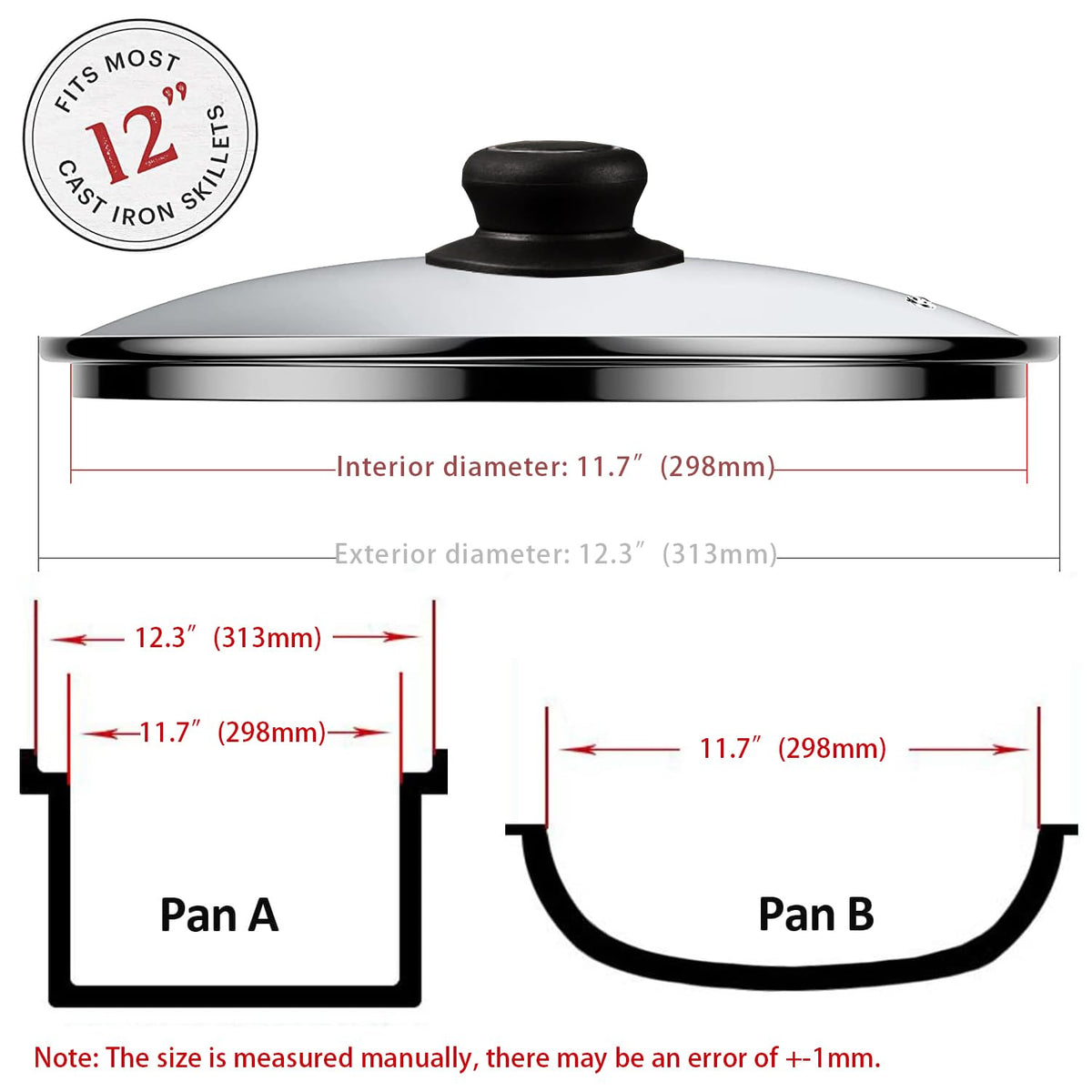 12 Inch Tempered Glass Pan Lid Z2840