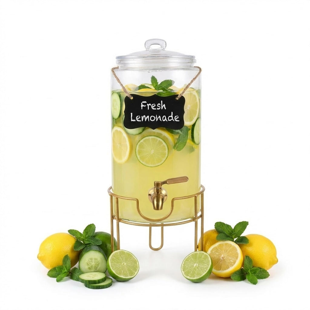 1 Gallon Glass Drink Dispenser with Stainless Steel Spigot C809