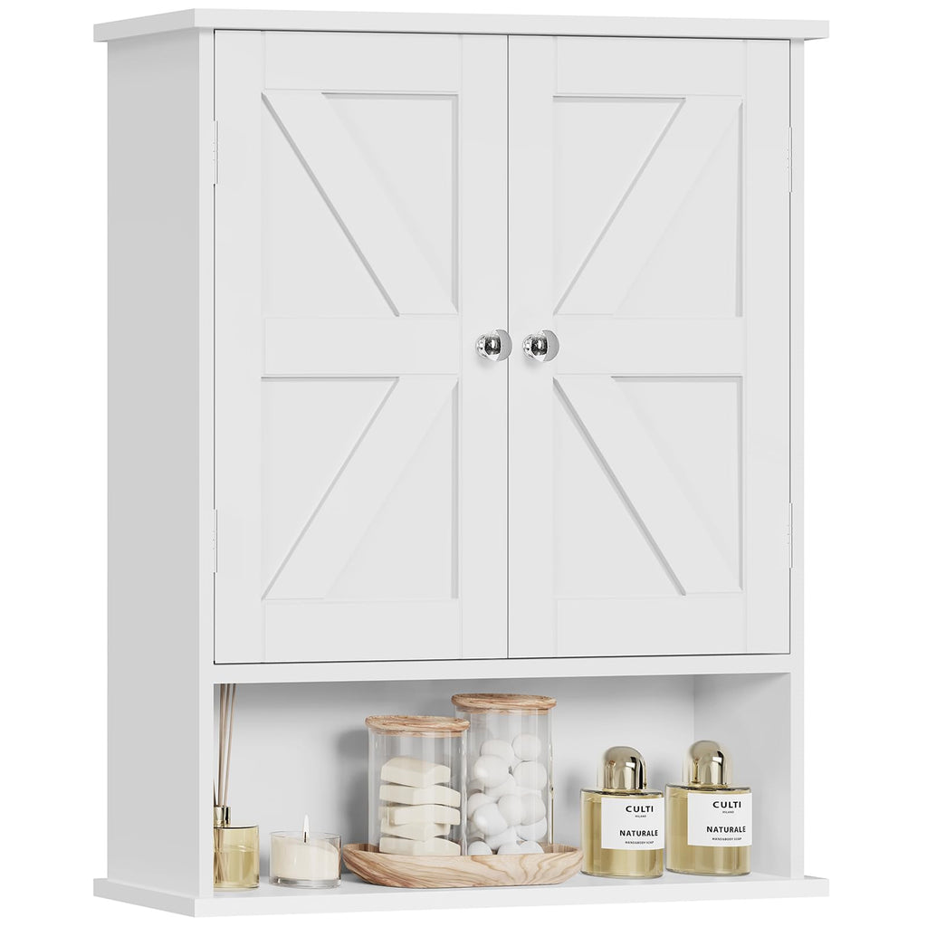 White Over The Toilet Bathroom Wall Cabinet with Adjustable Shelf U534973