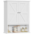 White Over The Toilet Bathroom Wall Cabinet with Adjustable Shelf U534973