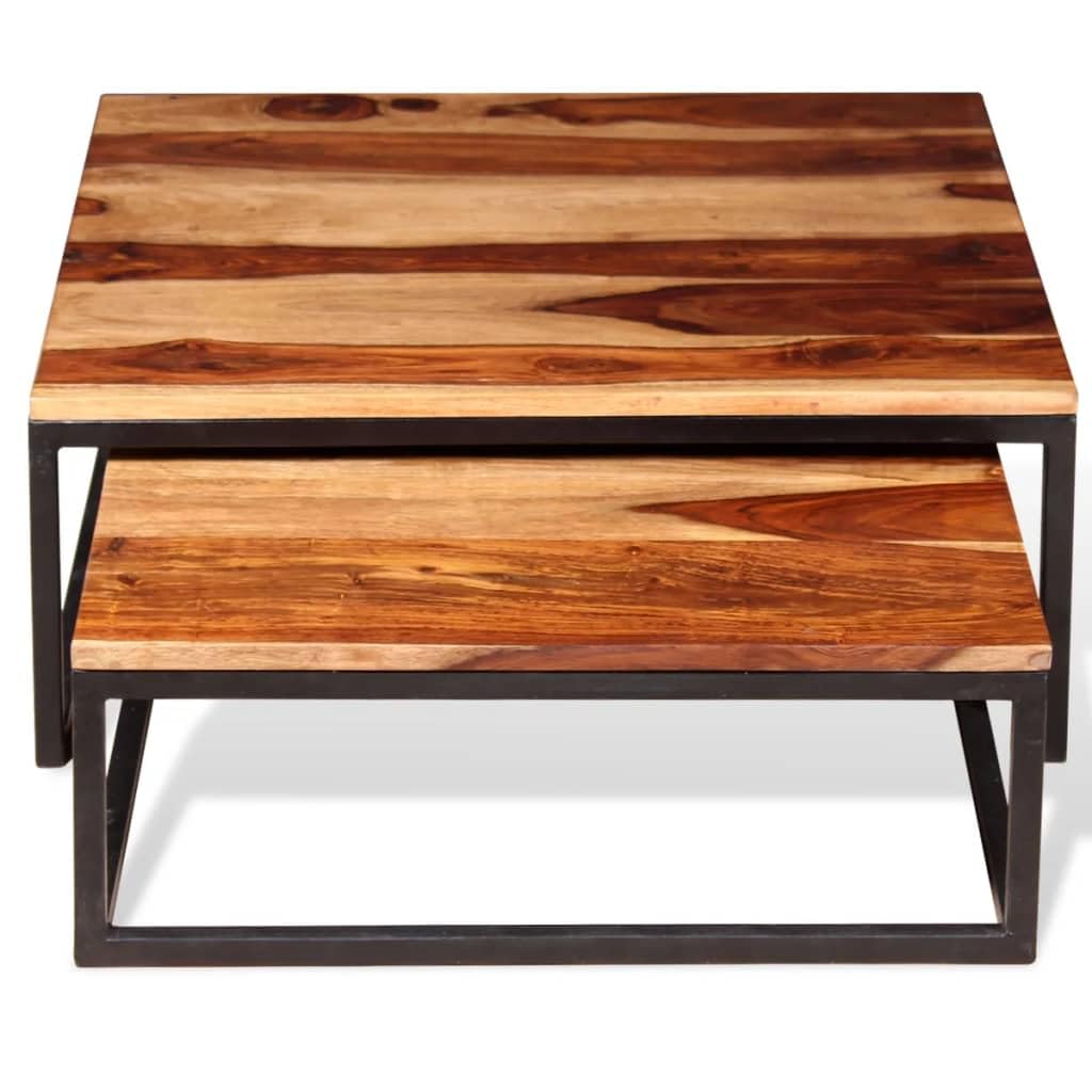 Two Piece Nesting Coffee Table Solid Sheesham Wood Y2232