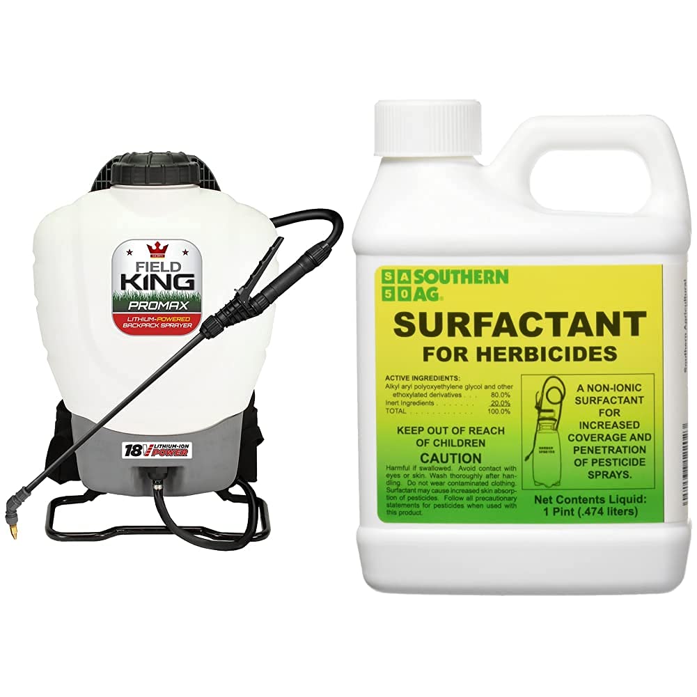 Battery Powered Backpack Sprayer, 4 gal, White & Surfactant for Herbicides Non-Ionic, 16oz I74710