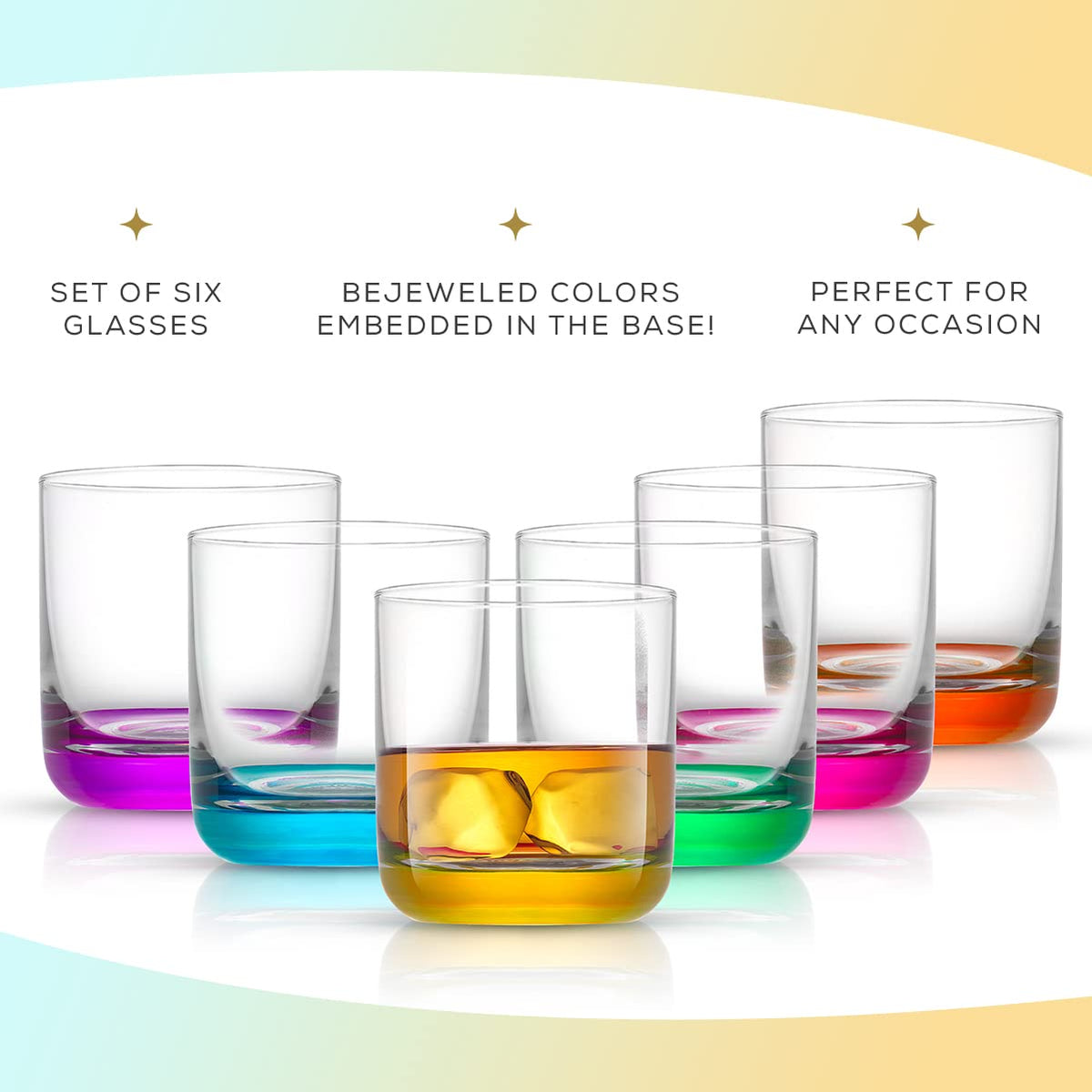 Colorful Whiskey Glasses Set of 6 V6335