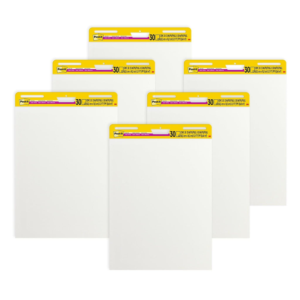 Super Sticky Wall Easel Pad, 25" x 30", 20 Sheets/Pad, 6 Pads/Pack W185