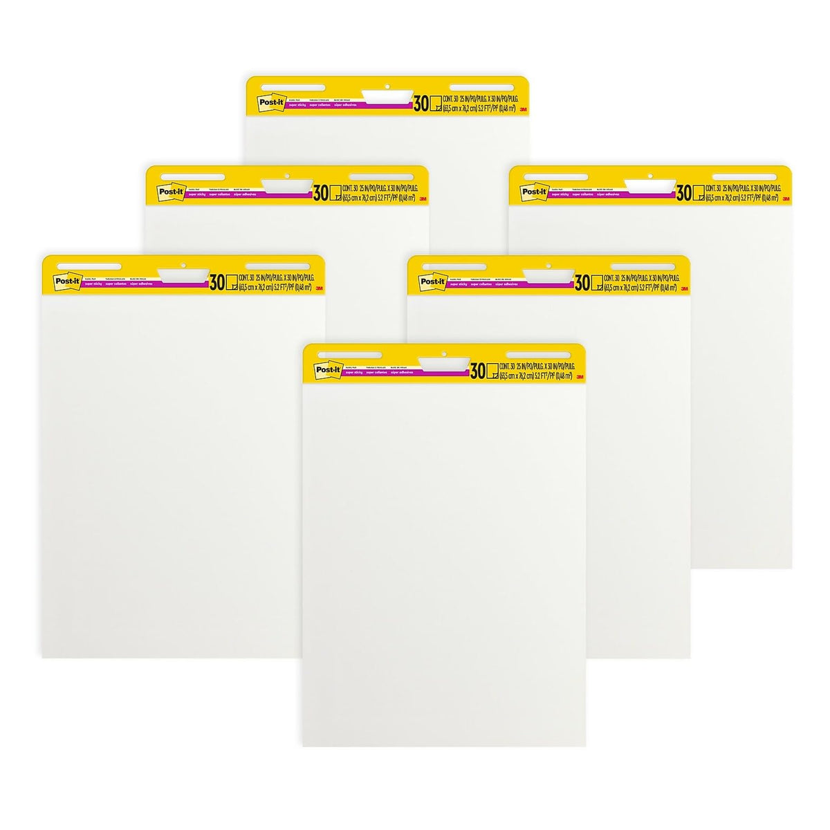Super Sticky Wall Easel Pad, 25" x 30", 20 Sheets/Pad, 6 Pads/Pack W185