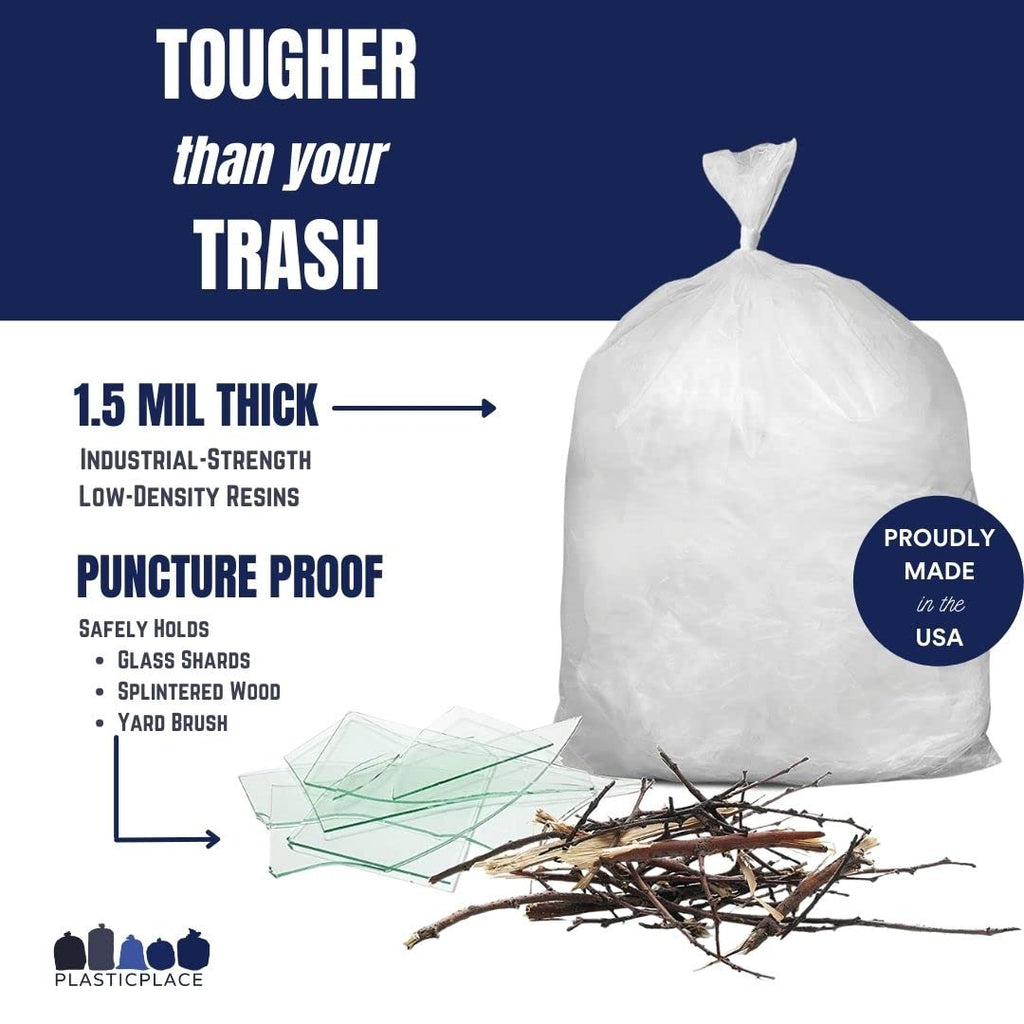 40-45 Gallon Clear 1.5 Mil Trash Bags 100 Count H16525