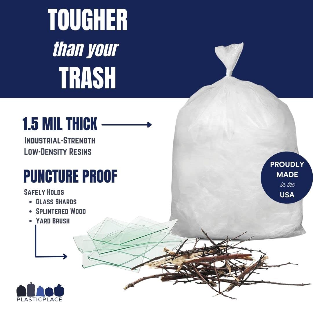 40-45 Gallon Clear 1.5 Mil Trash Bags 100 Count H16525
