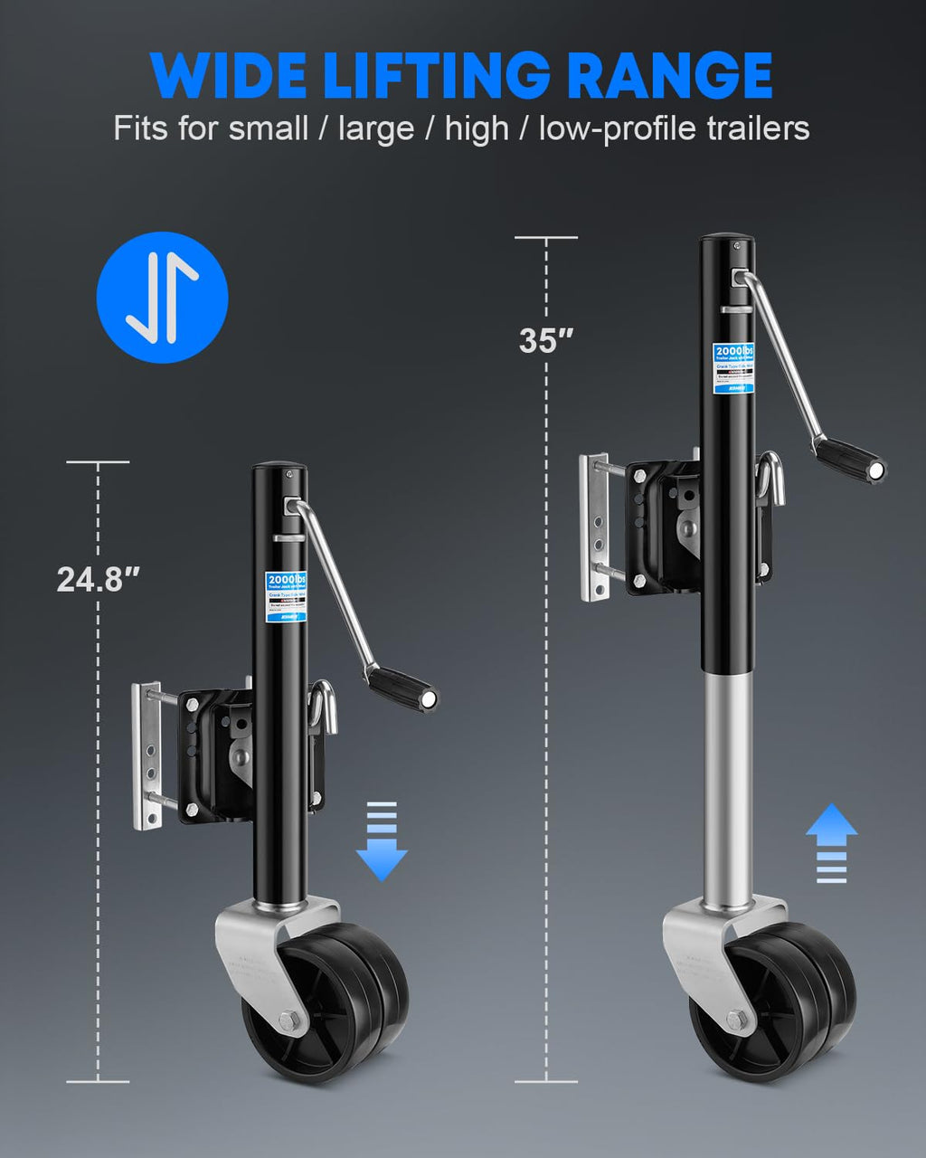 2000 lbs Dual Wheel Trailer Jack U93137