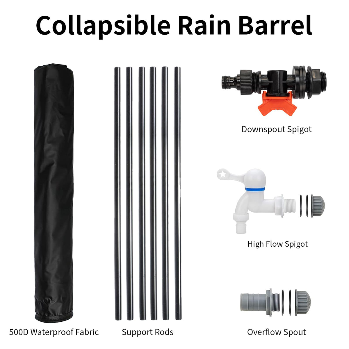 Collapsible 50 Gallon Rain Barrel with Spigot Y66622