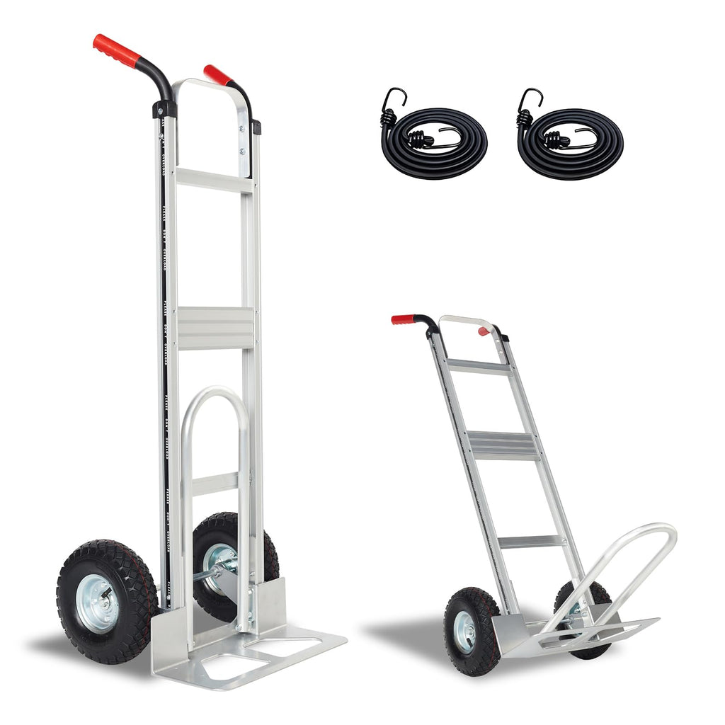 Aluminum Hand Truck Dolly Cart with 10" Pneumatic Tire, 600 LBS Capacity T182