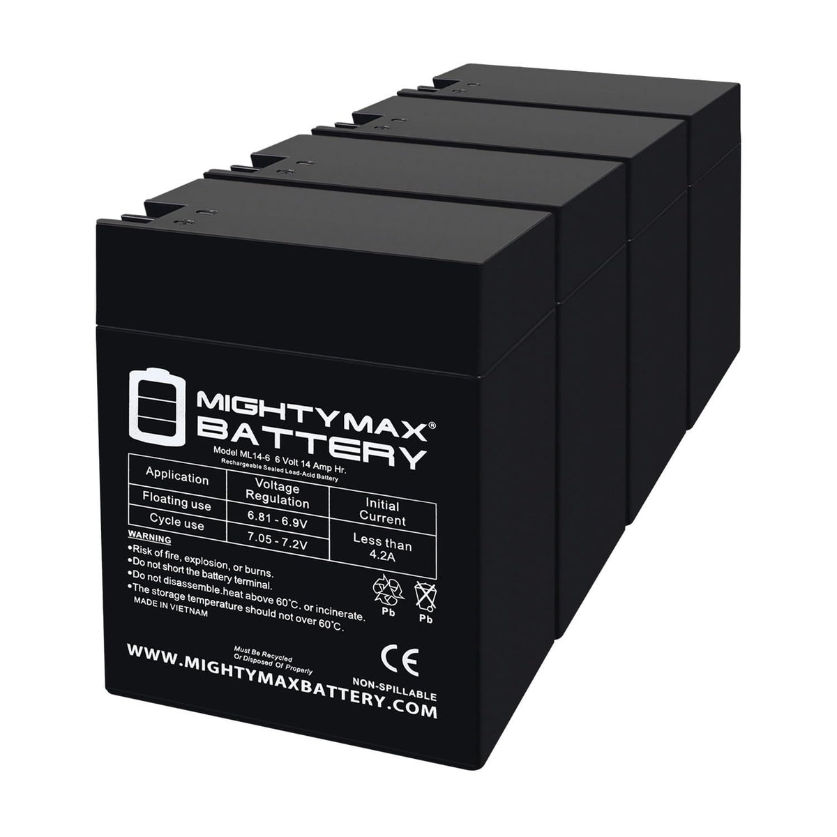 6V 14Ah AGM Replacement Battery 4 Pack U71796