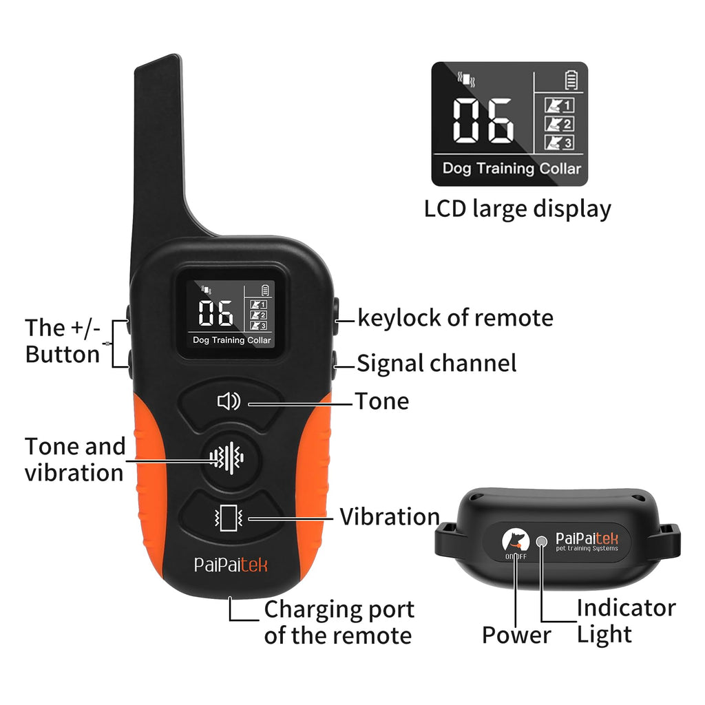 Vibration Collar with Controller for 2 Dogs, 3300ft Waterproof E703