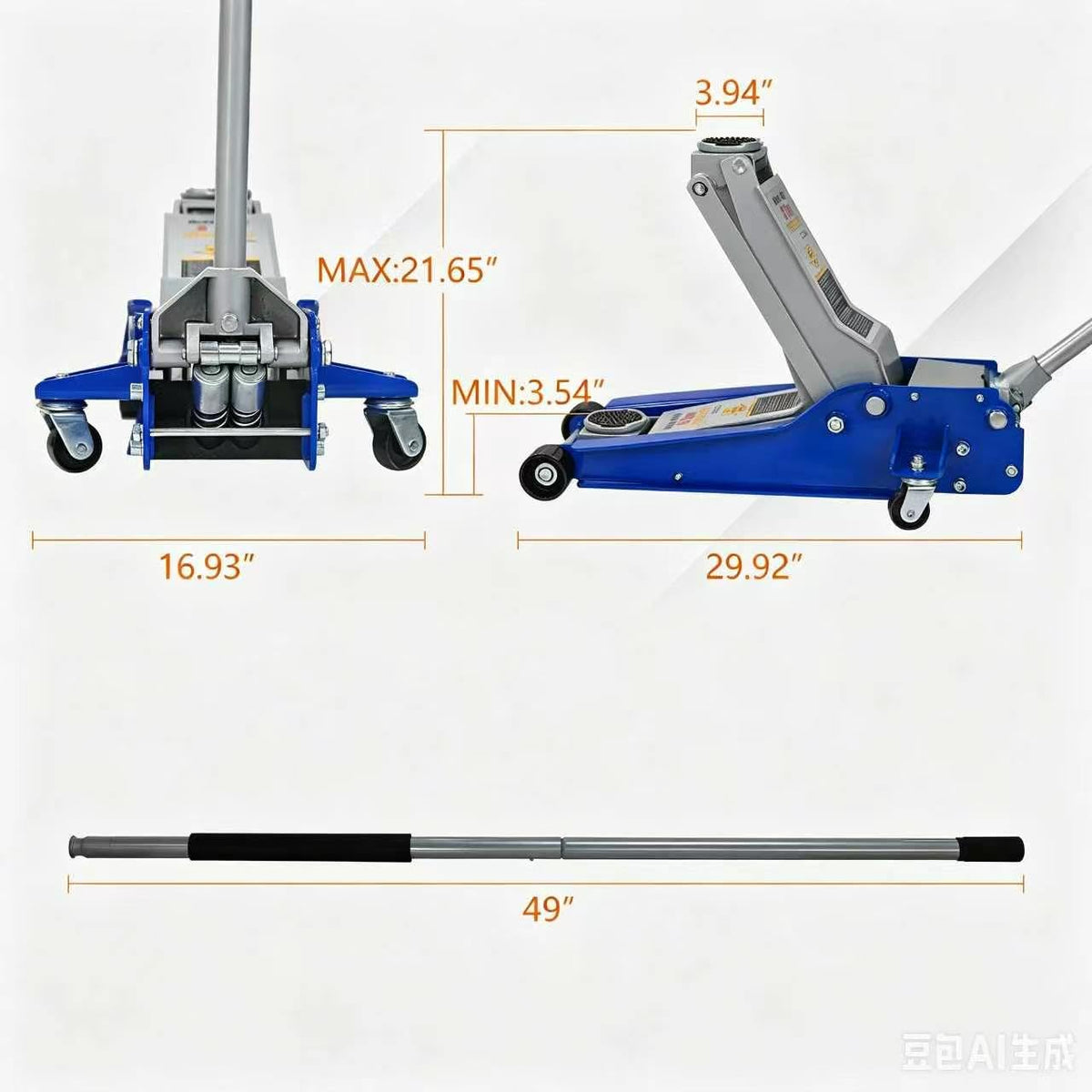 5Ton Low Profile Dual Piston Hydraulic Floor Jack F36754