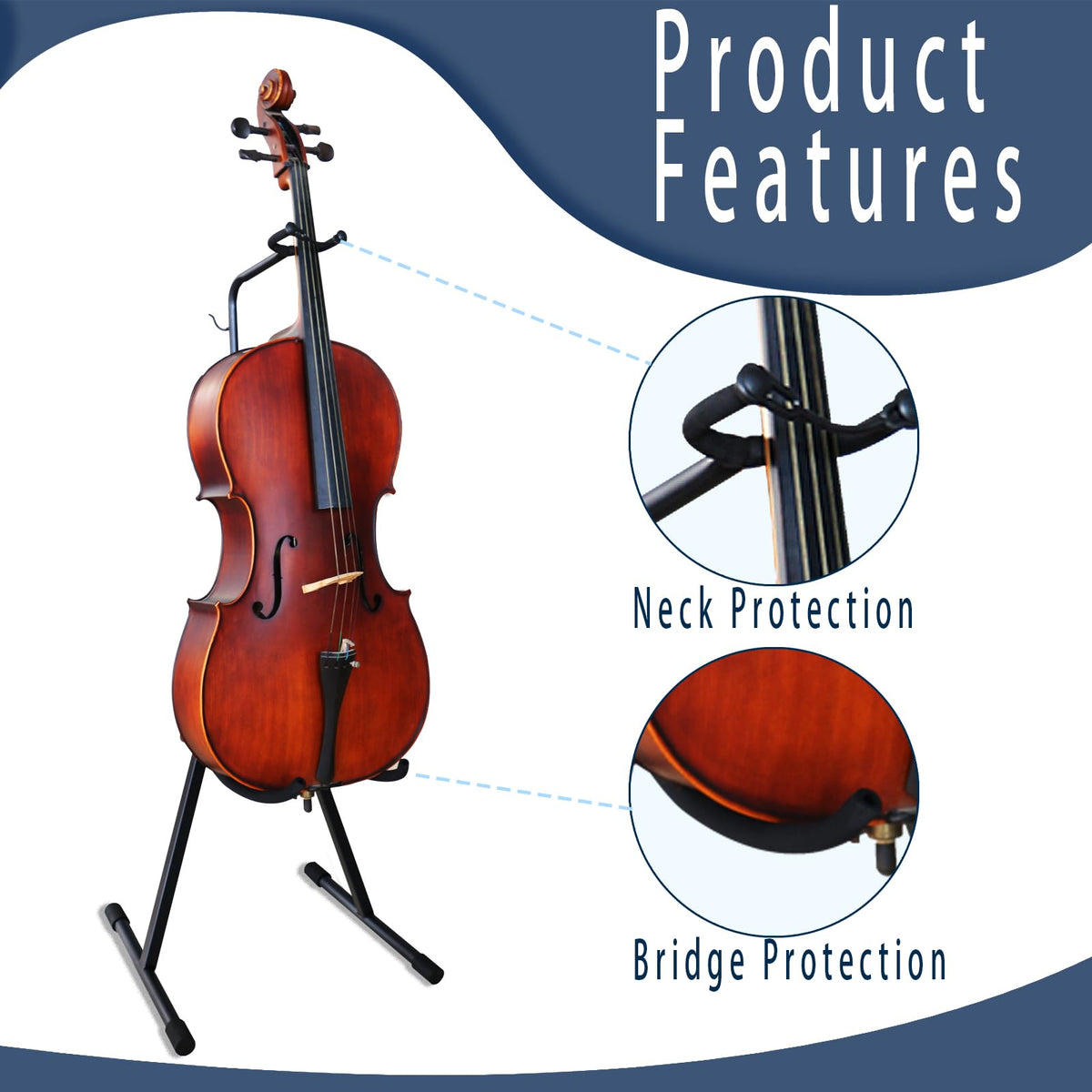 Double Bass Stand, Sturdy and Portable Upright Bass, Black Q864