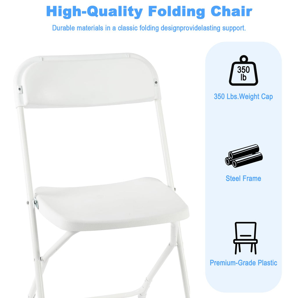 White Plastic Folding Chairs, 10 Pack C2413