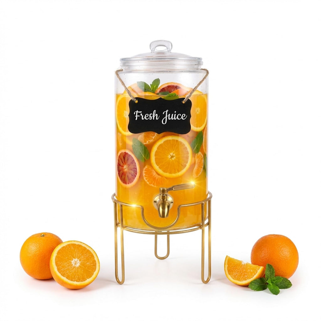 1 Gallon Glass Drink Dispenser with Stainless Steel Spigot C809