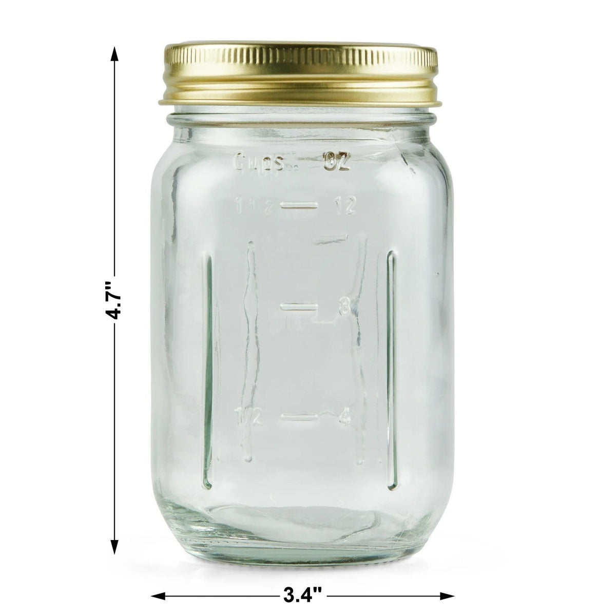 16 oz Regular Mouth Glass Canning Jars with Lids and Rings, 12-Pack M738741