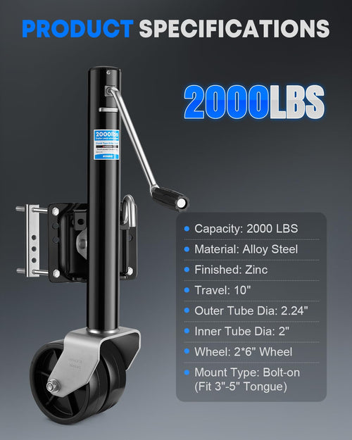 2000 lbs Dual Wheel Trailer Jack U93137