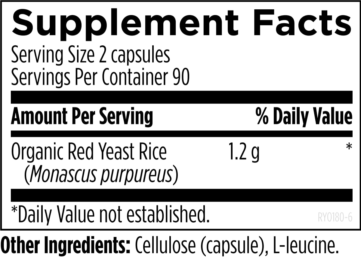 Red Yeast Rice 180 Capsules B139934