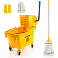 35 Quart Mop Bucket with Side Press Wringer on Wheels T6758
