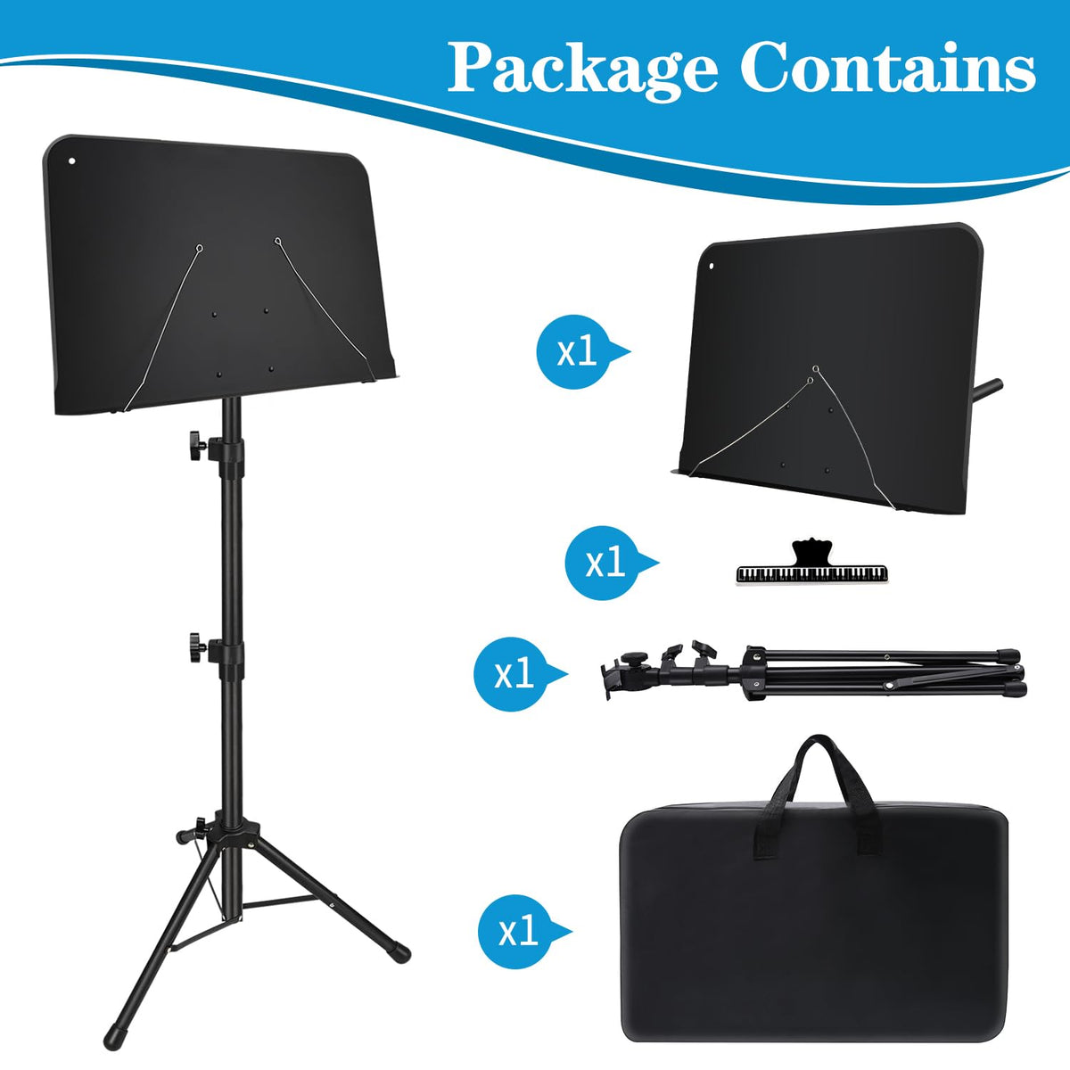 Adjustable Sheet Music Stand with Carry Bag F579651