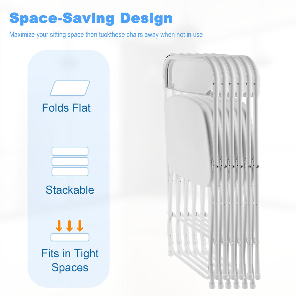 White Plastic Folding Chairs, 10 Pack C2413