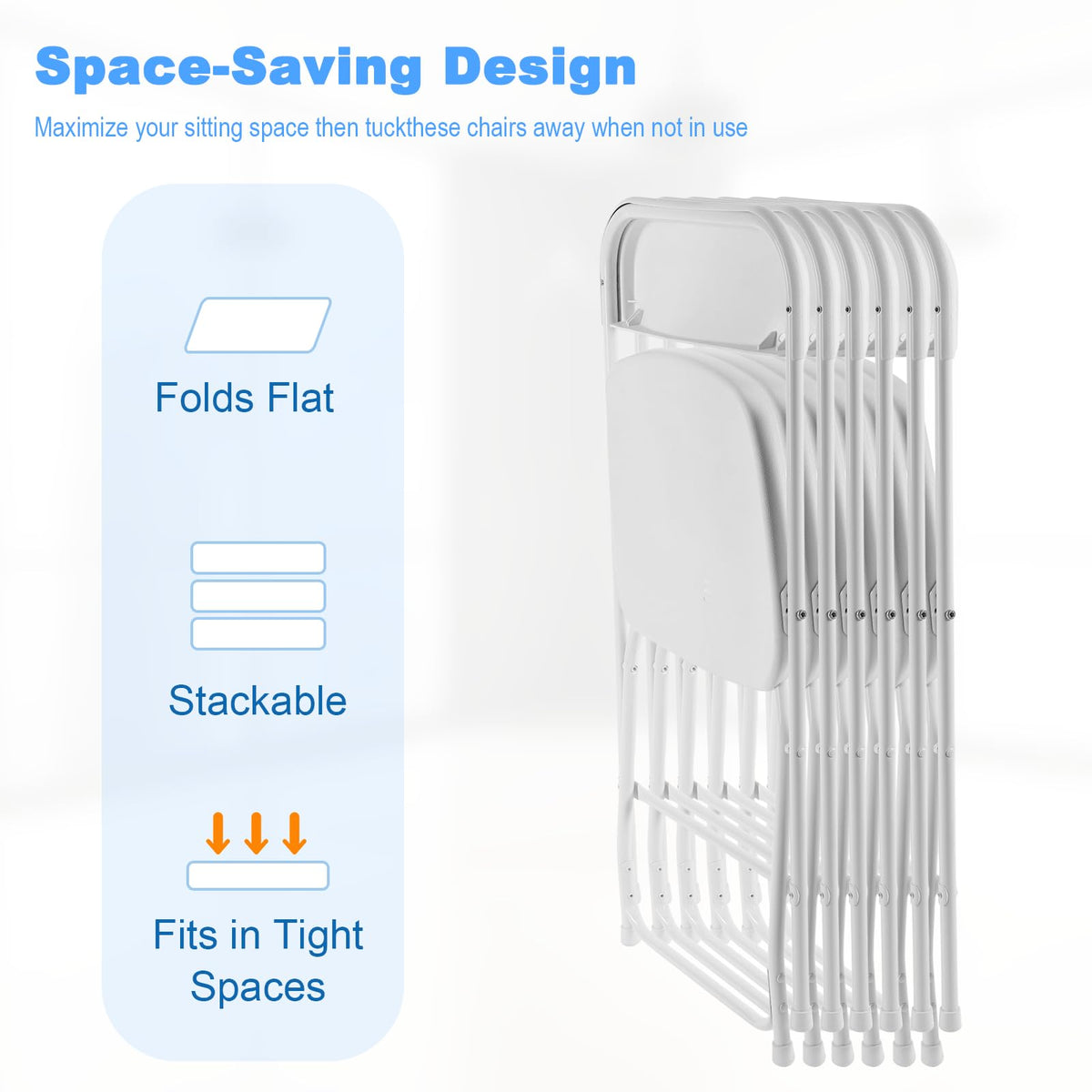 White Plastic Folding Chairs, 10 Pack C2413