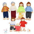 Wooden Dollhouse Dolls Family Set of 7 Miniature Figures and 2 Pets E232266