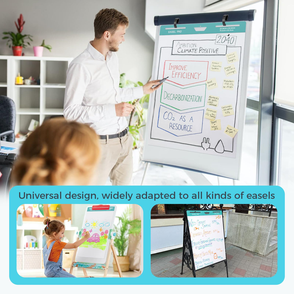 25x30 Inch Sticky Easel Pad, 300 Sheets H62310