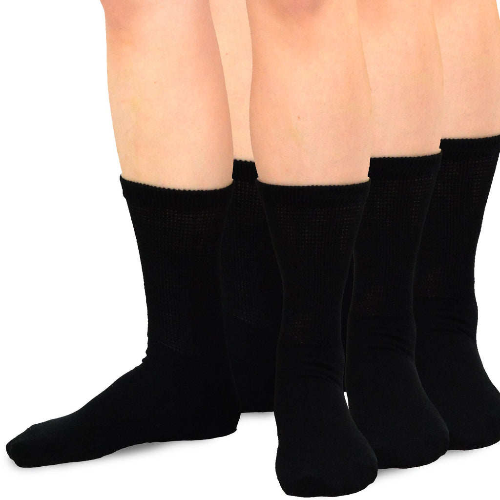 Viscose Bamboo Diabetic Crew Socks 3-Pairs Black U8357