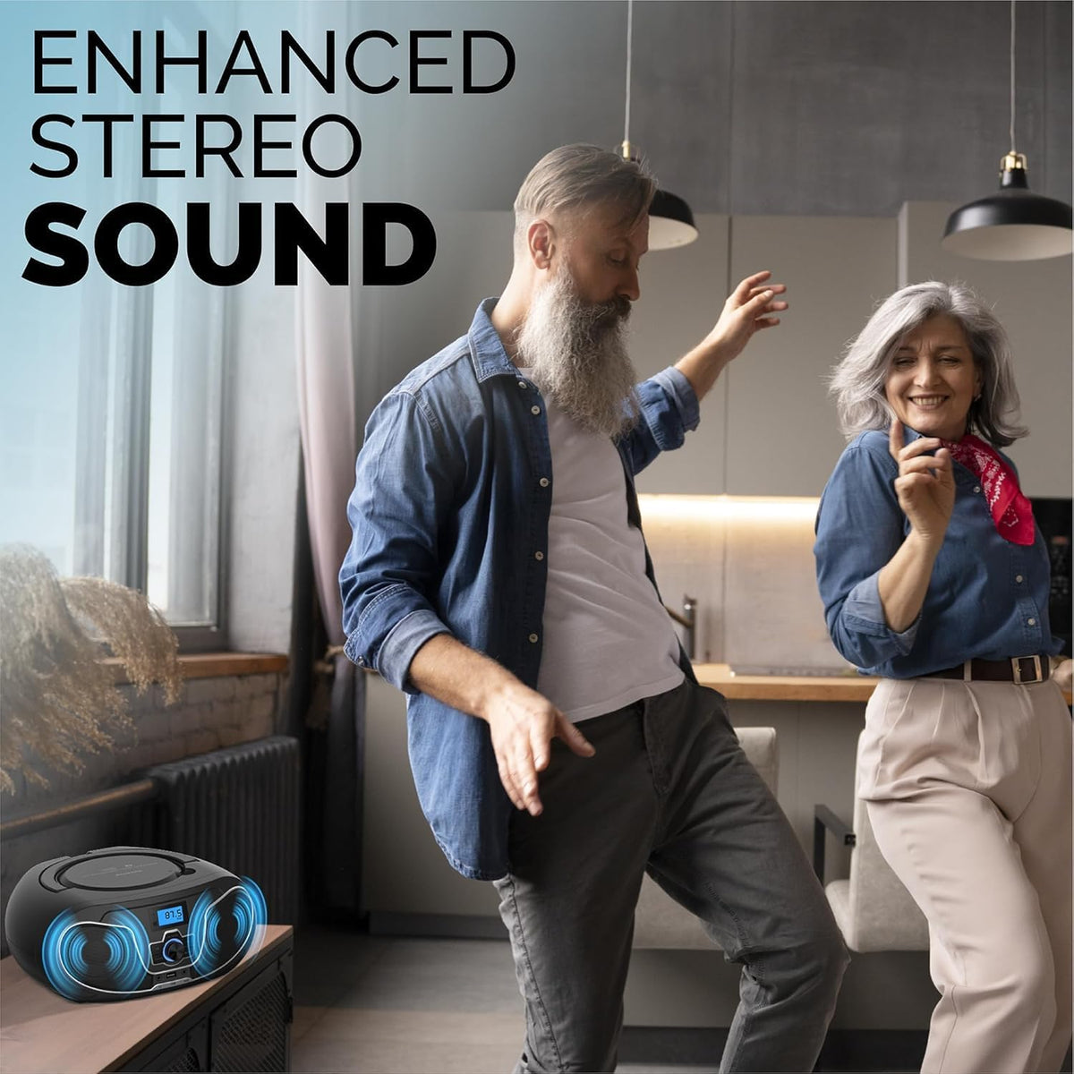 Portable CD Player Boombox with Bluetooth, FM Radio, USB Playback & AUX Input K5006