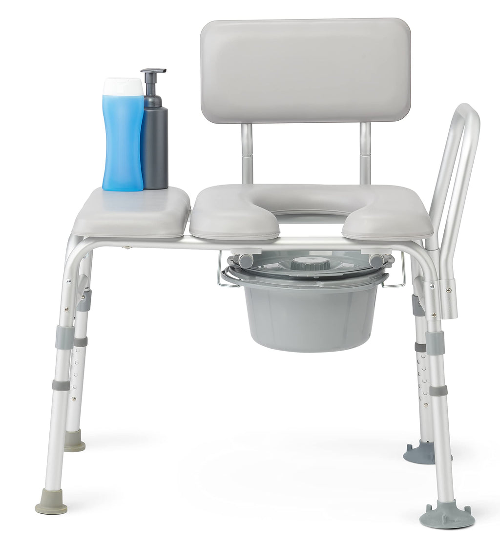 Padded Combination Transfer Bench and Commode, 400 lb. Capacity Q721