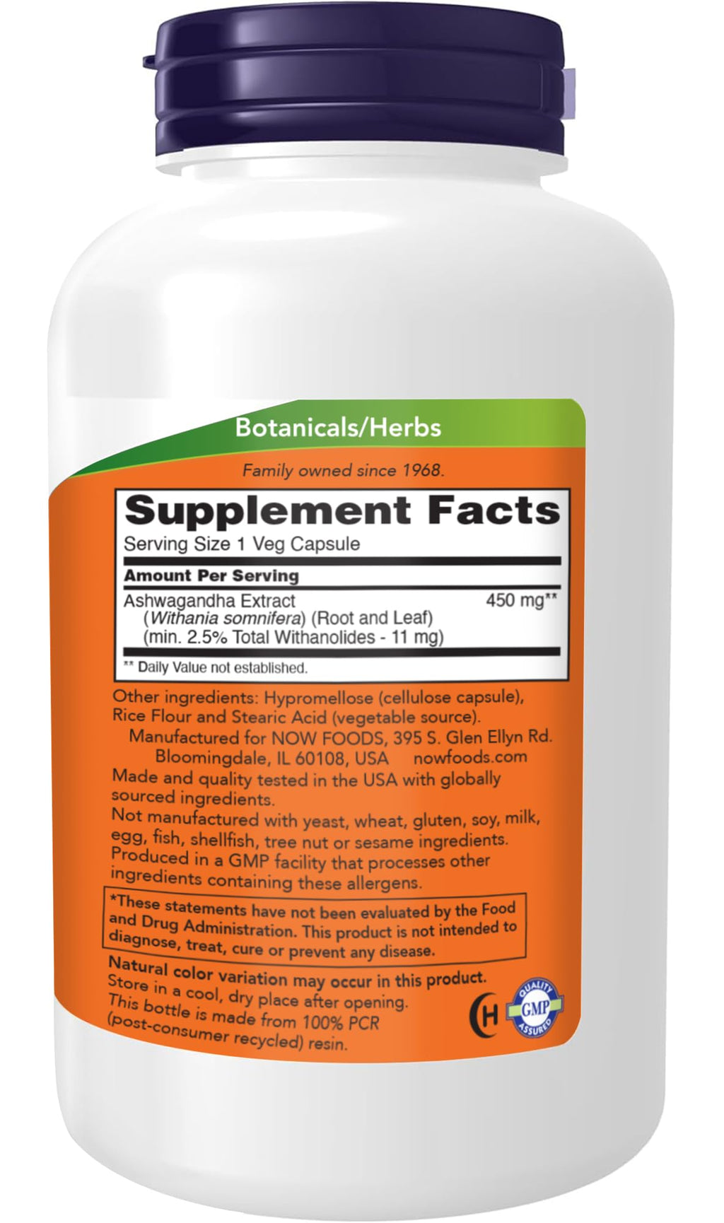 Ashwagandha Extract 450 mg Vegan 240 Veg Capsules K99489