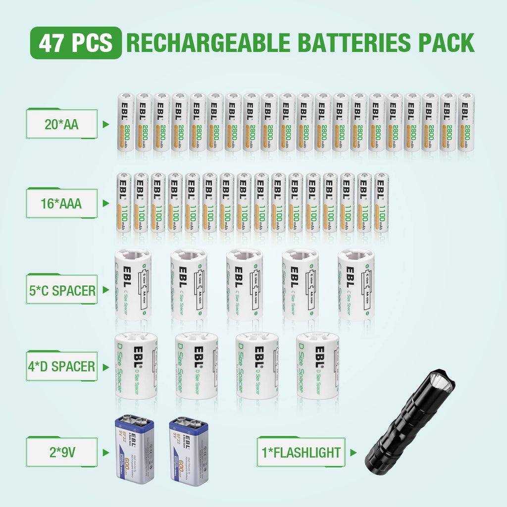 Rechargeable Batteries with Battery Organizer Storage Box G8369