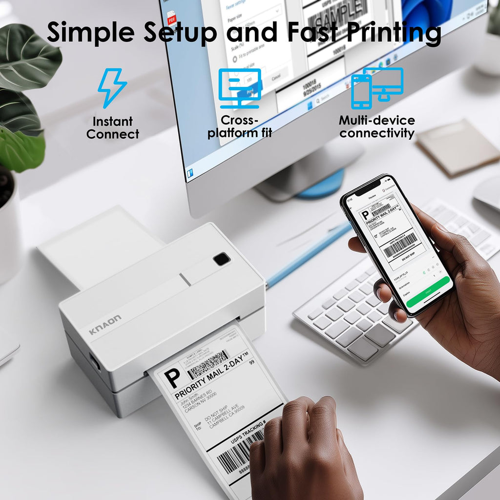 White 4x6 Portable Bluetooth Thermal Label Printer Y7387