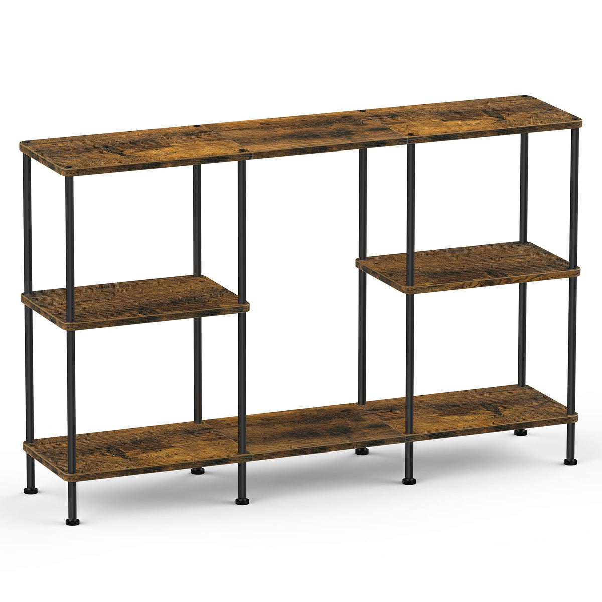 Brown 3 Tier Wood TV Stand with Storage Shelf X862614