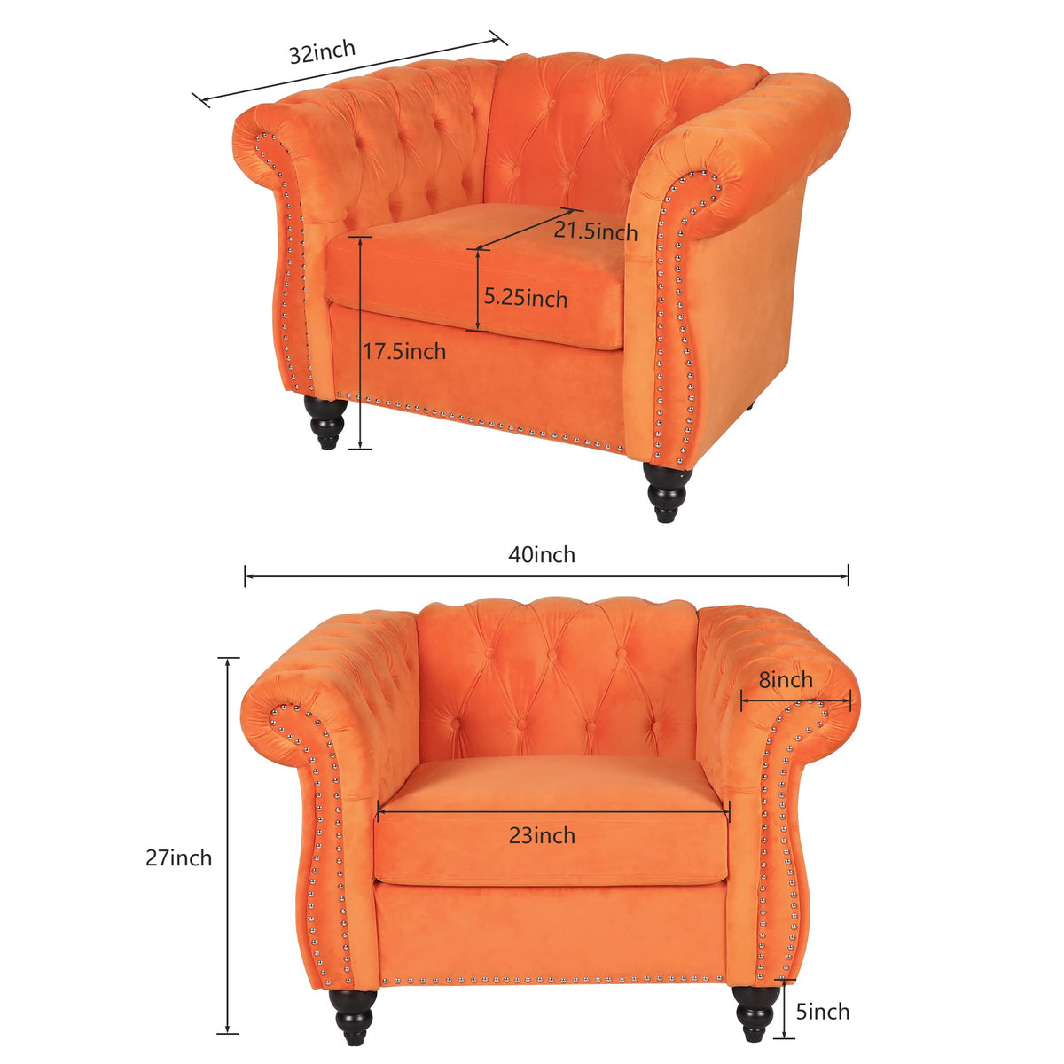 Orange Velvet Accent Chair K113