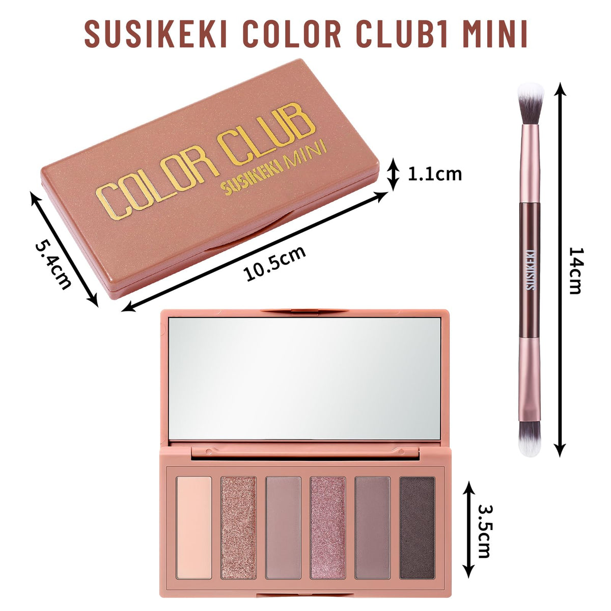 6-Color Matte and Shimmer Eyeshadow Palette with Brush U11355