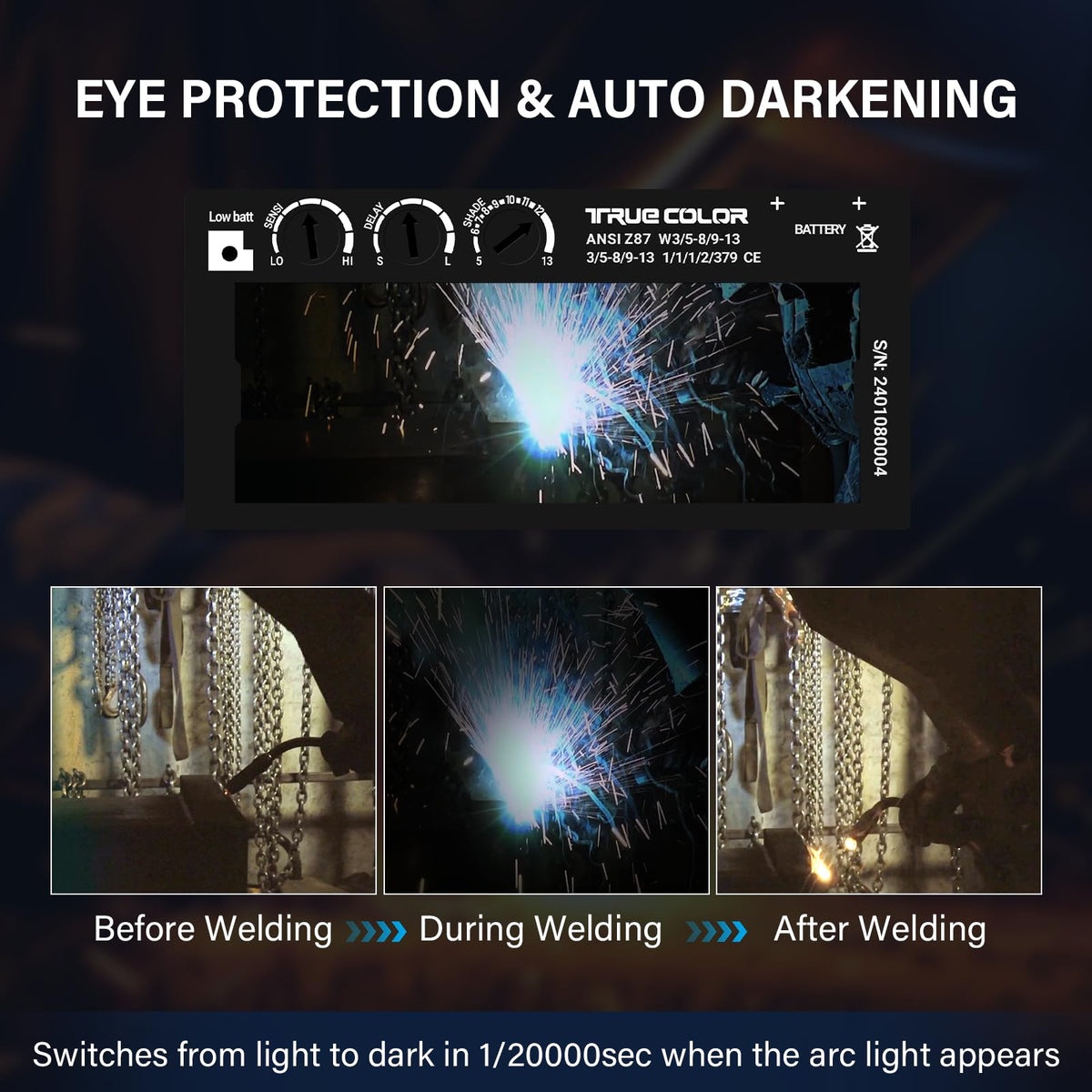 Adjustable Auto Darkening Welding Lens 2x4 1/4 P722