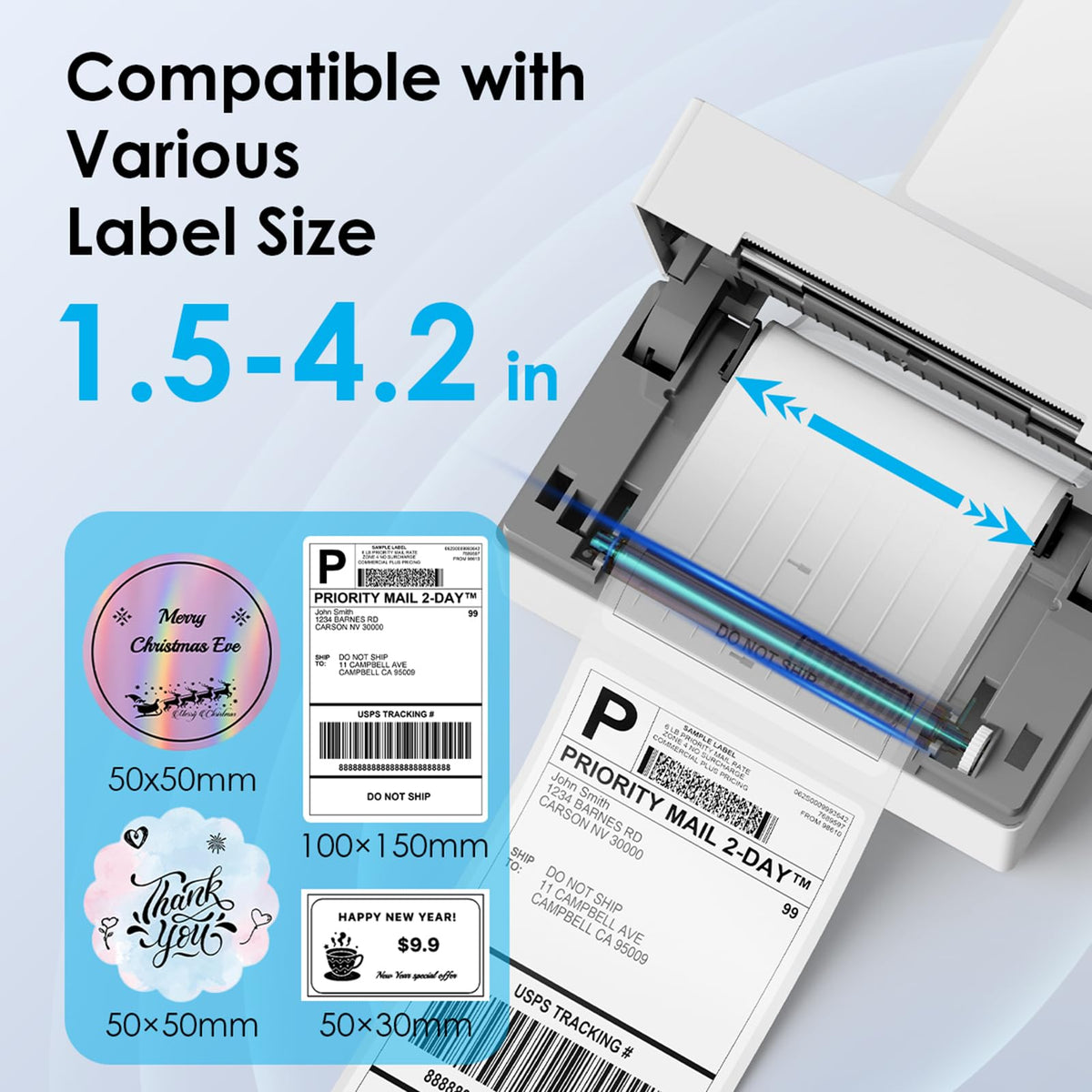 White 4x6 Portable Bluetooth Thermal Label Printer Y7387